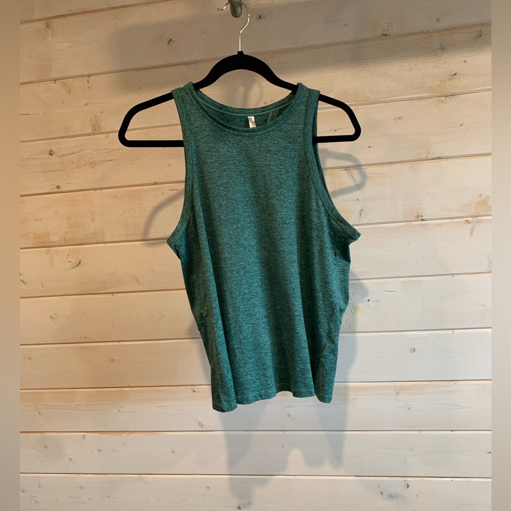 Fabletics | Heathered Teal Tank w Open Back
